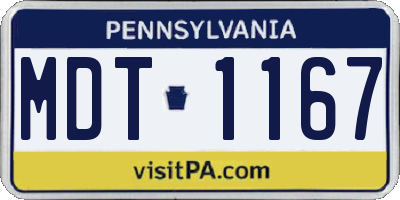 PA license plate MDT1167