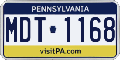 PA license plate MDT1168