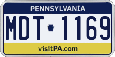 PA license plate MDT1169