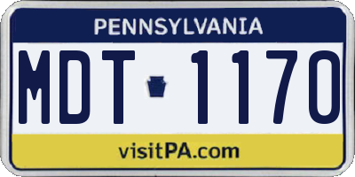 PA license plate MDT1170