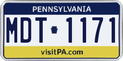 PA license plate MDT1171