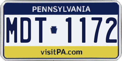 PA license plate MDT1172