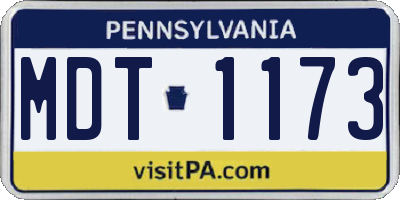 PA license plate MDT1173