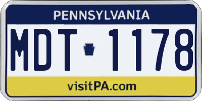 PA license plate MDT1178
