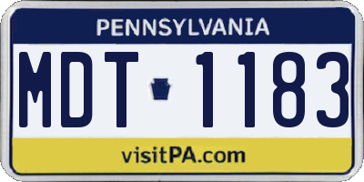 PA license plate MDT1183