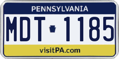 PA license plate MDT1185