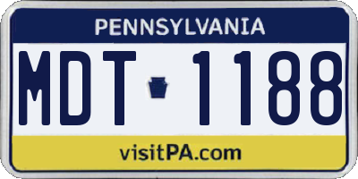 PA license plate MDT1188