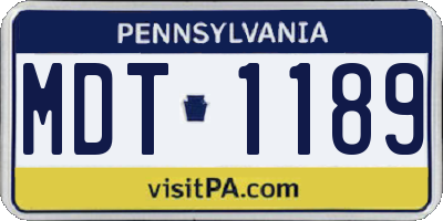 PA license plate MDT1189