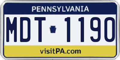 PA license plate MDT1190