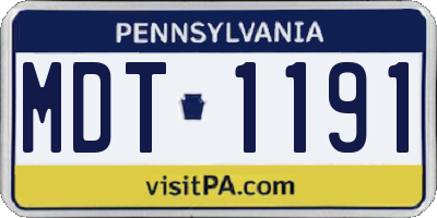 PA license plate MDT1191