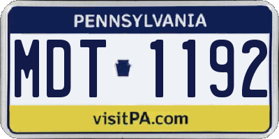 PA license plate MDT1192