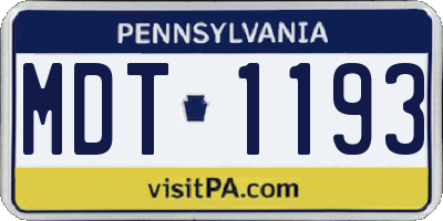PA license plate MDT1193