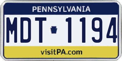 PA license plate MDT1194