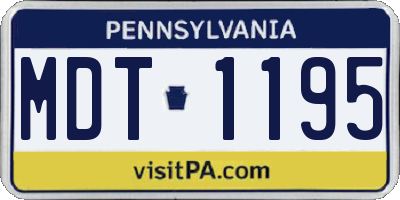 PA license plate MDT1195