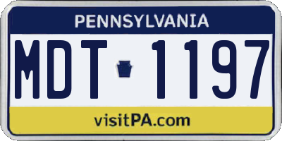 PA license plate MDT1197