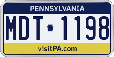 PA license plate MDT1198