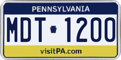 PA license plate MDT1200