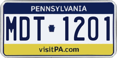 PA license plate MDT1201