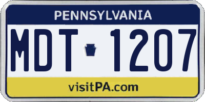 PA license plate MDT1207