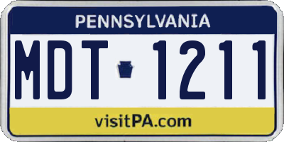 PA license plate MDT1211