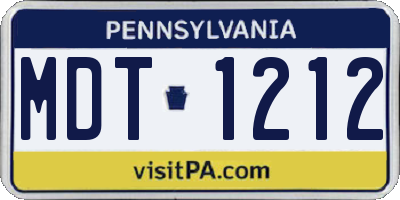PA license plate MDT1212