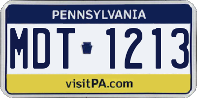 PA license plate MDT1213