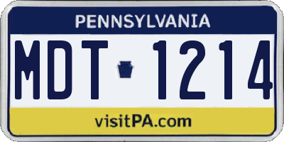 PA license plate MDT1214