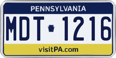 PA license plate MDT1216