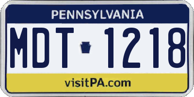 PA license plate MDT1218