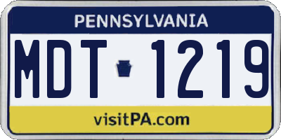 PA license plate MDT1219