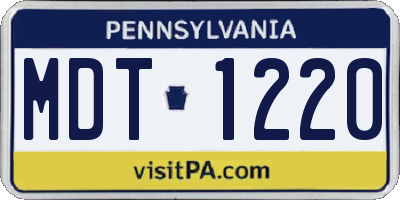 PA license plate MDT1220