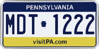 PA license plate MDT1222