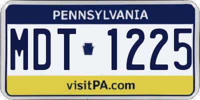 PA license plate MDT1225