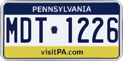 PA license plate MDT1226