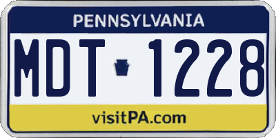PA license plate MDT1228