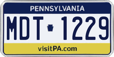 PA license plate MDT1229