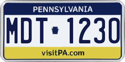 PA license plate MDT1230