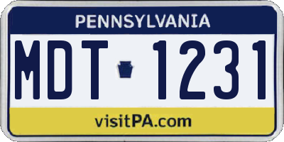PA license plate MDT1231