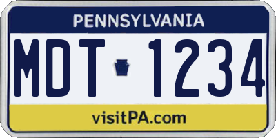 PA license plate MDT1234