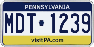 PA license plate MDT1239