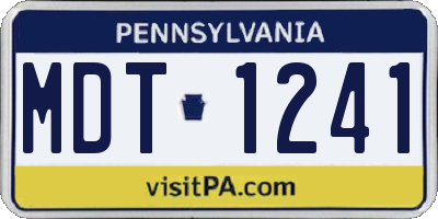 PA license plate MDT1241