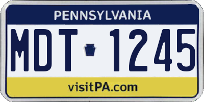 PA license plate MDT1245