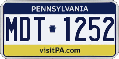 PA license plate MDT1252