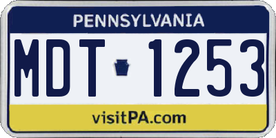 PA license plate MDT1253