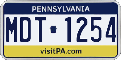 PA license plate MDT1254