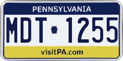 PA license plate MDT1255