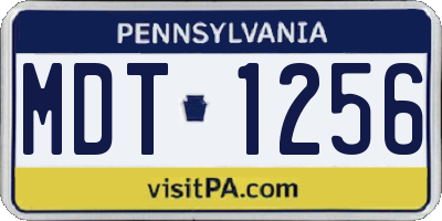 PA license plate MDT1256
