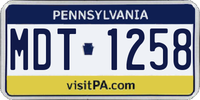 PA license plate MDT1258