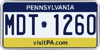PA license plate MDT1260