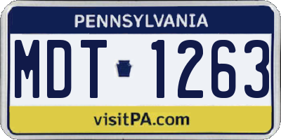 PA license plate MDT1263